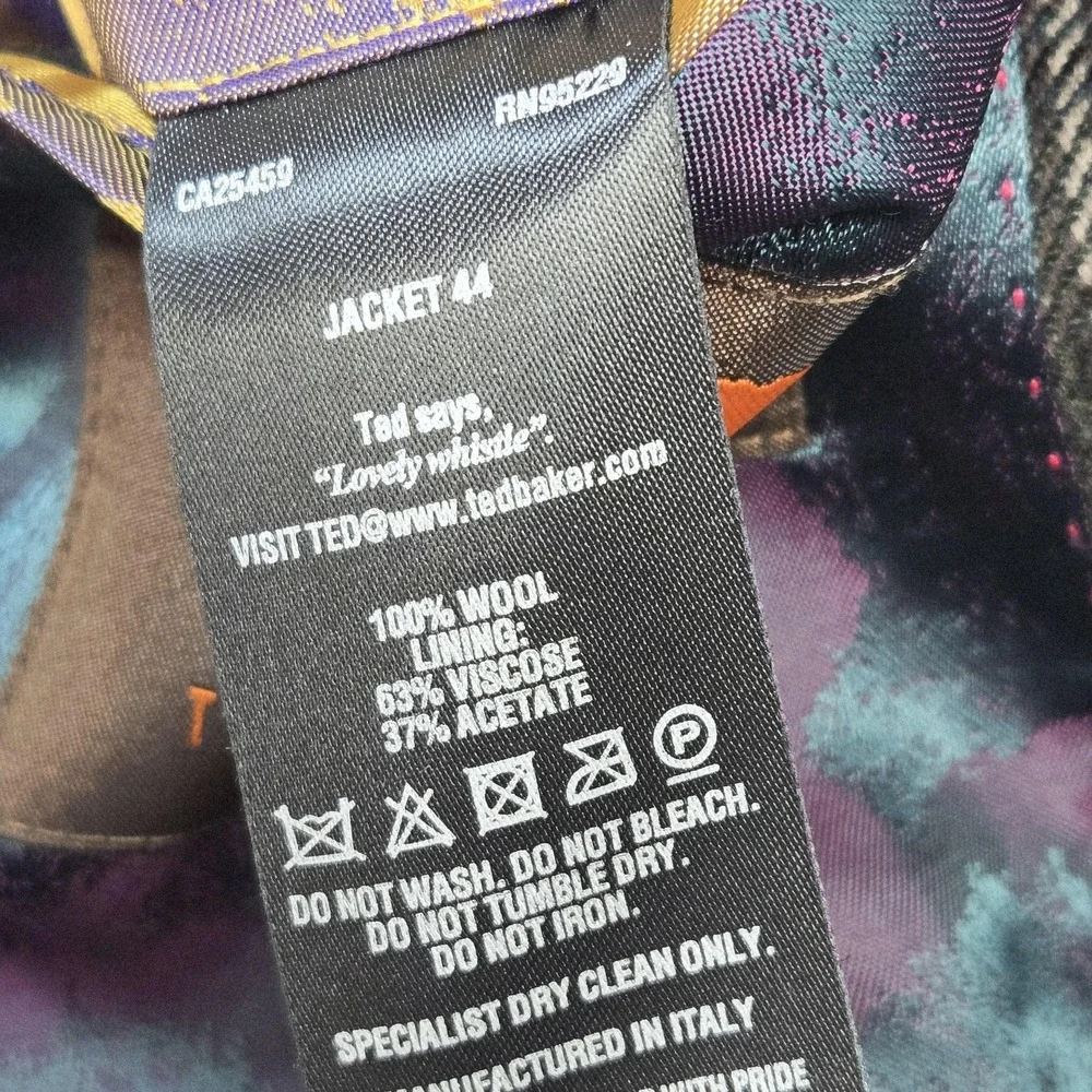 Ted Baker Sport Coat Mens 44 Brown Plaid Wool Tweed 2 Button Made In Italy